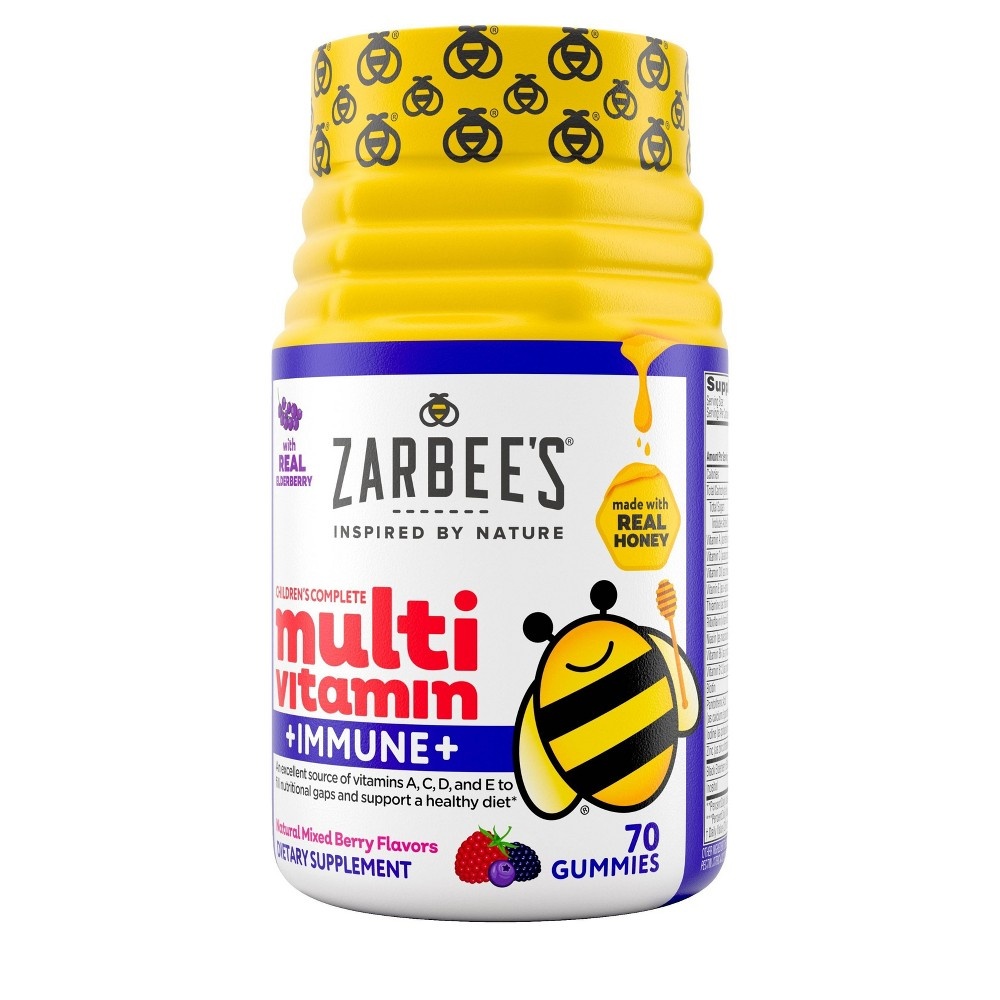 slide 5 of 7, Zarbee's Naturals Children's Complete Multivitamin + Immune Gummies - Natural Mixed Berry - 70ct, 70 ct