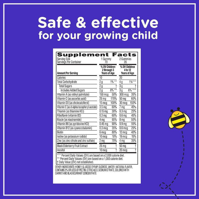 slide 8 of 9, Zarbee's Kid's Complete Multivitamin + Immune Support Gummies, 13 Essential Vitamins - Berry -70ct, 70 ct