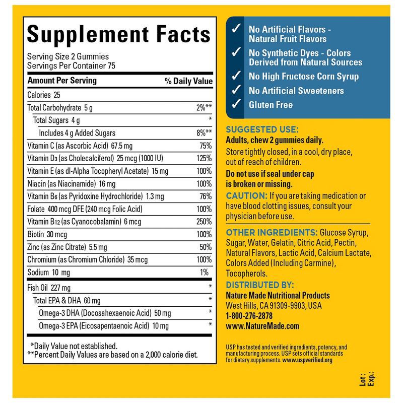 slide 3 of 8, Nature Made Multi for Him Plus Omega-3 Men's Multivitamin Gummies - 150ct, 150 ct