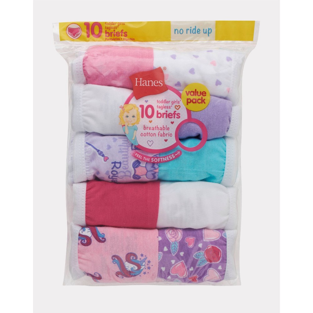 slide 2 of 3, Hanes Toddler Girls' Cotton Briefs 10pk - Colors Vary 2T-3T, 10 ct