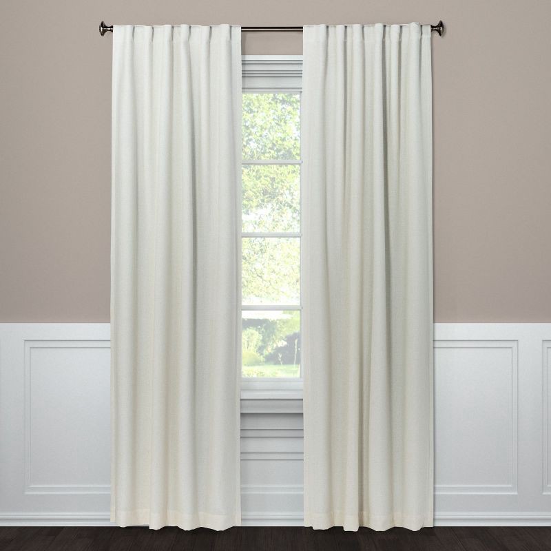 slide 1 of 3, 50"x84" Blackout Aruba Window Curtain Panel Sour Cream - Threshold™: Recycled Polyester, Solid Drapes, Indoor Use, 1 ct