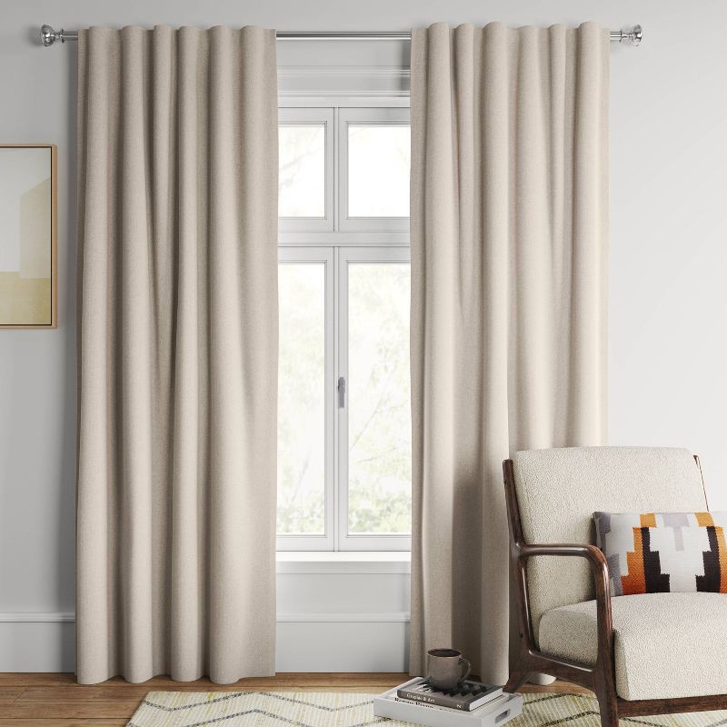 slide 2 of 5, 50"x84" Blackout Aruba Window Curtain Panel Brown - Threshold™: Recycled Polyester, Traditional Style, Solid Beige, 1 ct