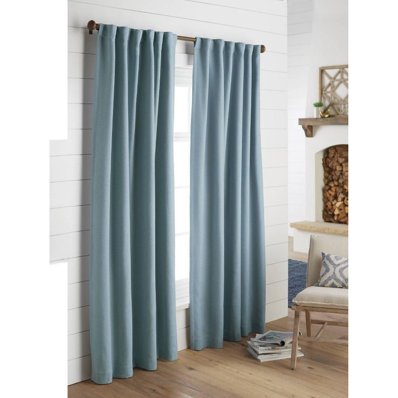 slide 3 of 3, 50"x84" Blackout Aruba Window Curtain Panel Blue - Threshold™: Recycled Polyester, Traditional Style, OEKO-TEX Certified, 1 ct