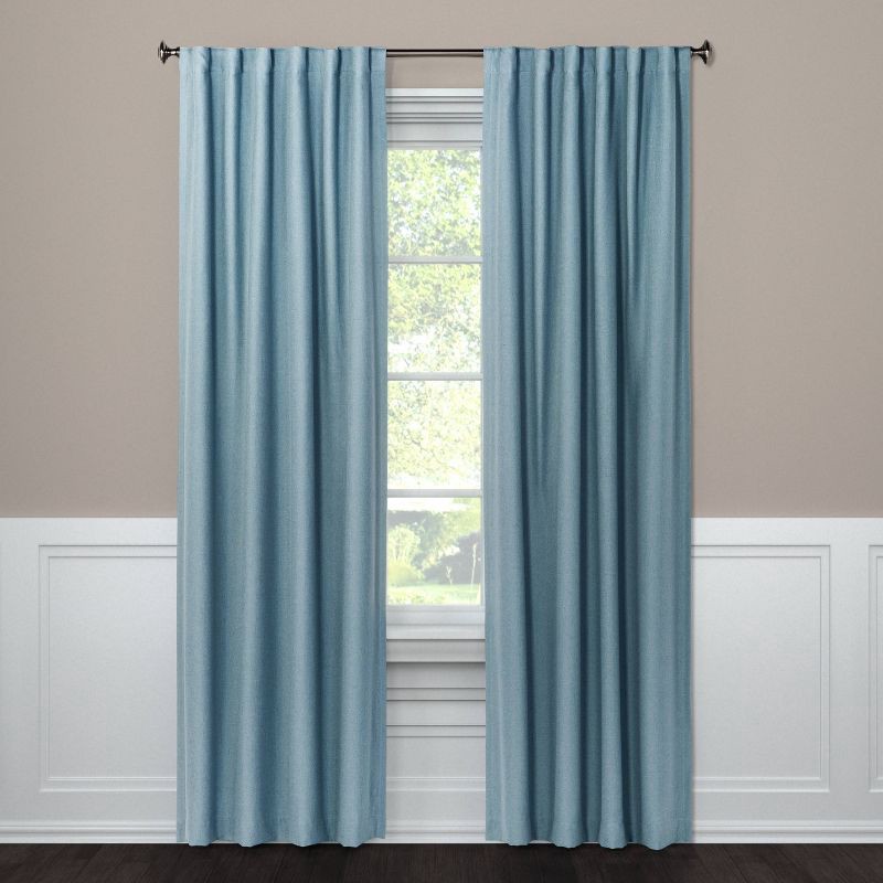 slide 1 of 3, 50"x84" Blackout Aruba Window Curtain Panel Blue - Threshold™: Recycled Polyester, Traditional Style, OEKO-TEX Certified, 1 ct