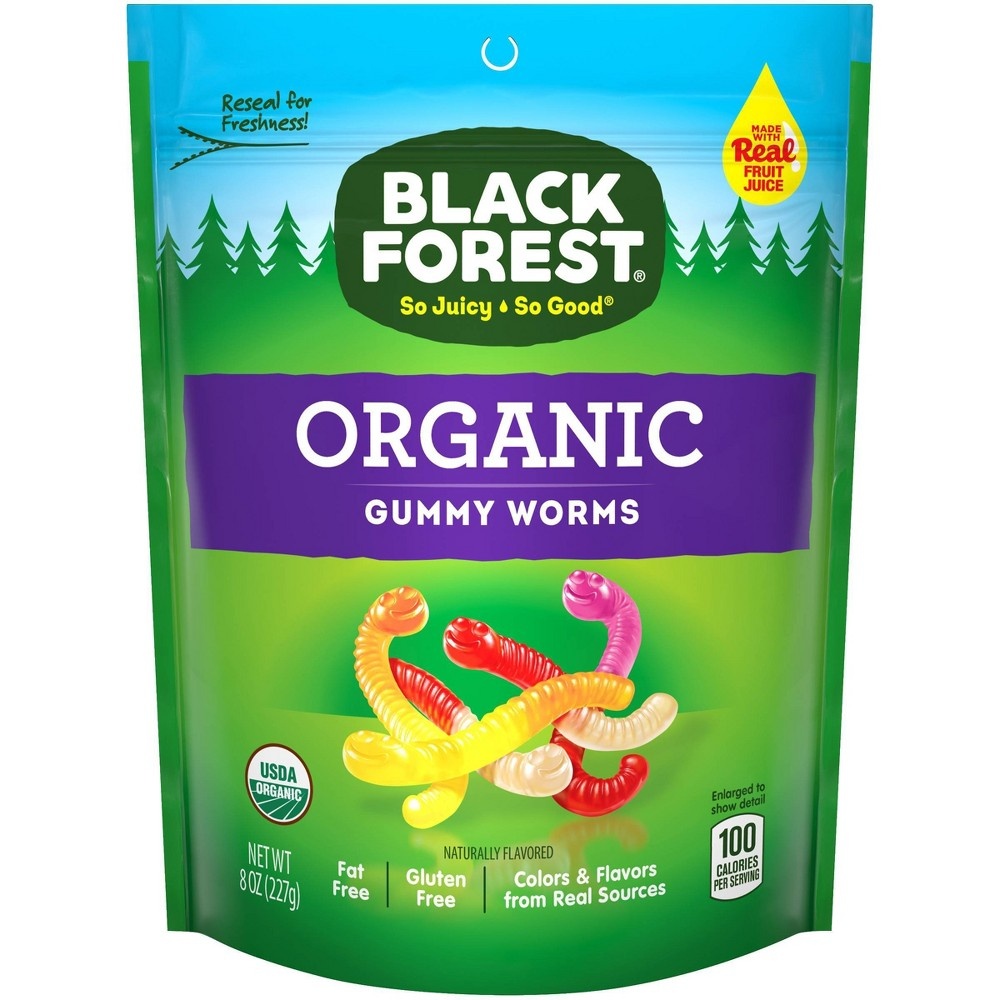 slide 4 of 4, Black Forest Organic Gummy Worms, 8 oz