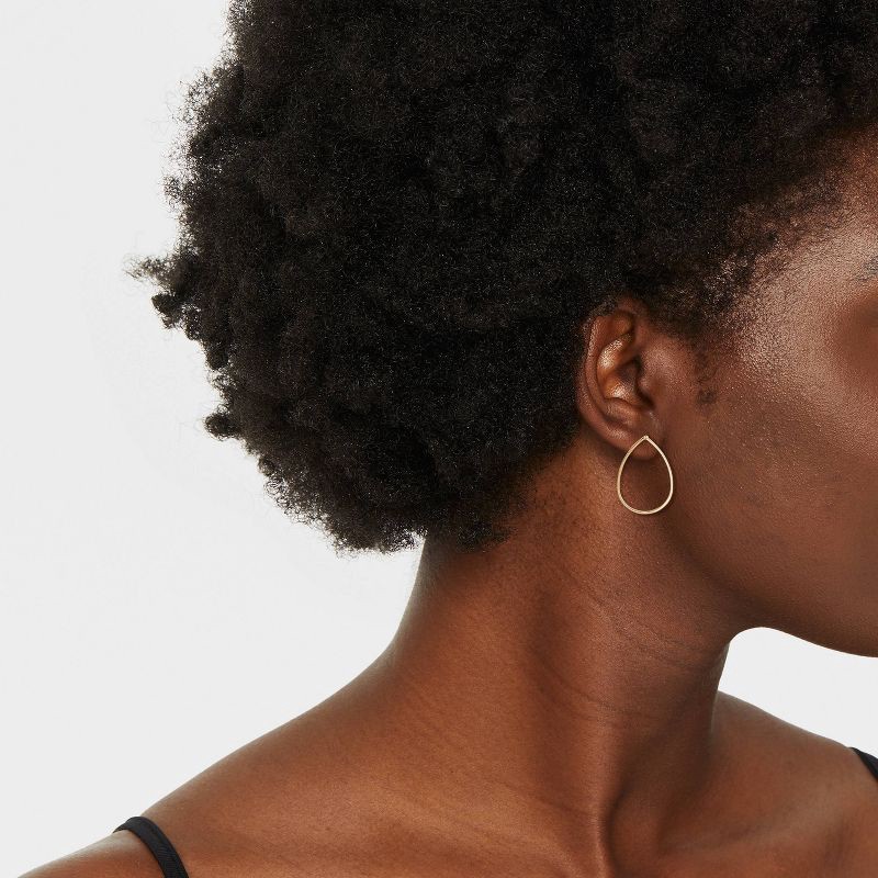 slide 3 of 3, Metal Drop Earrings - A New Day™ Gold: Shiny Brass, Nickel-Free, 1.25" Length, 1 ct