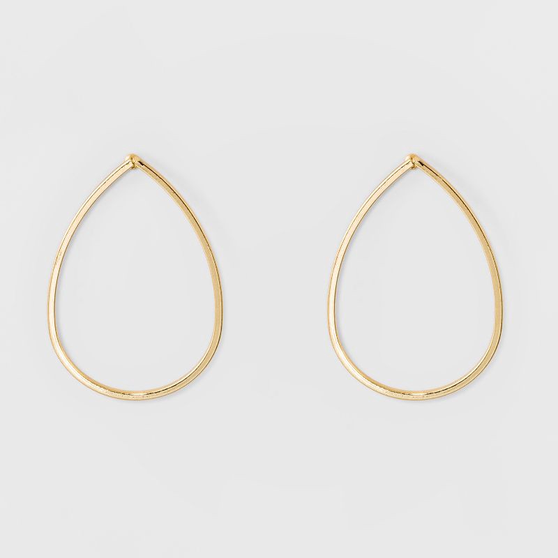 slide 1 of 3, Metal Drop Earrings - A New Day™ Gold: Shiny Brass, Nickel-Free, 1.25" Length, 1 ct