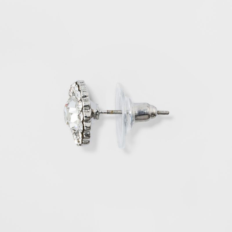 slide 2 of 2, Pave Flower Stud Earrings - A New Day™ Silver: Nickel-Free, Shiny Finish, Post Closure, 1 ct