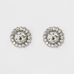 Pave Flower Stud Earrings - A New Day™ Silver: Nickel-Free, Shiny Finish, Post Closure