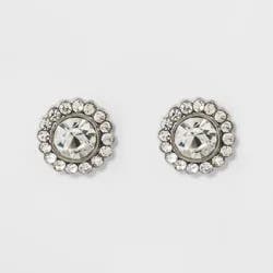 Pave Flower Stud Earrings - A New Day™ Silver: Nickel-Free, Shiny Finish, Post Closure