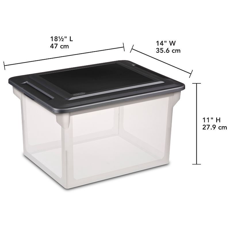 slide 2 of 9, Sterilite 18.5"x14" Plastic File Box Clear/Black, 1 ct