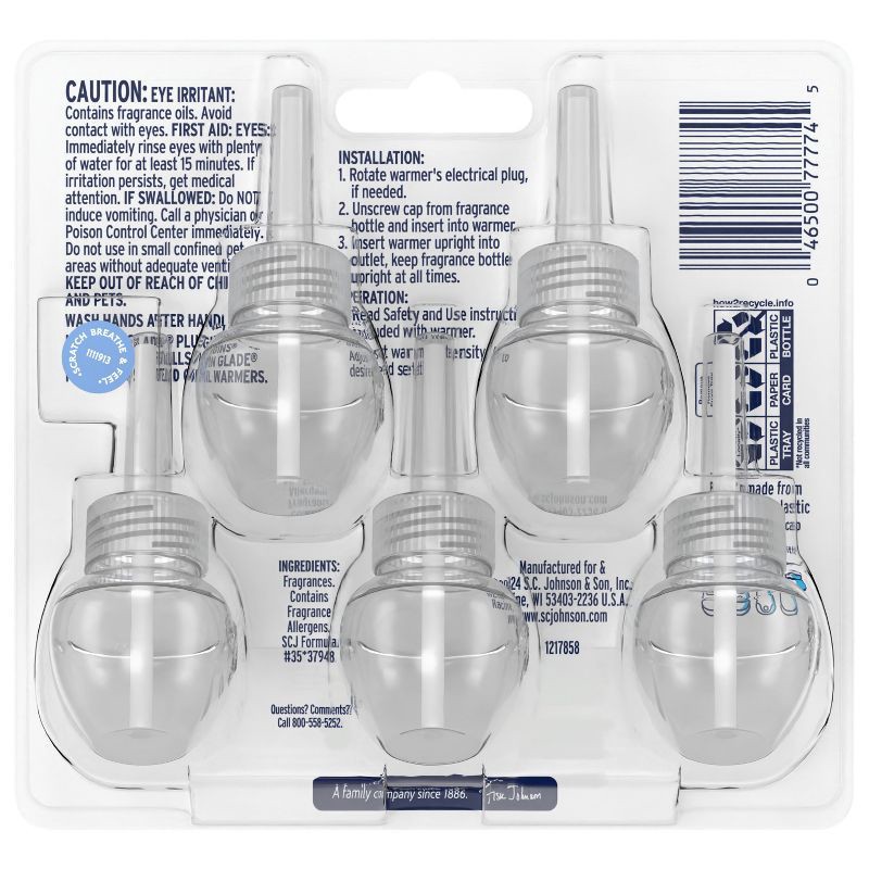 slide 3 of 17, Glade Air Freshener Plug Ins Scented Oil Diffuser Refills - Clean Linen - 3.35 fl oz/5pk, 5 ct; 3.35 fl oz