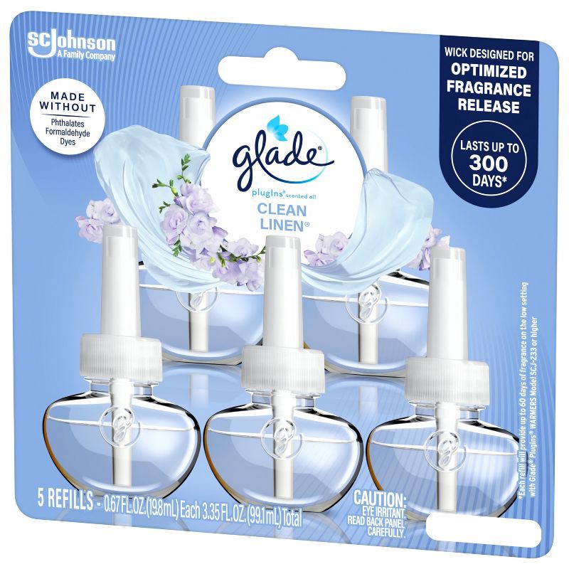 slide 15 of 17, Glade Air Freshener Plug Ins Scented Oil Diffuser Refills - Clean Linen - 3.35 fl oz/5pk, 5 ct; 3.35 fl oz