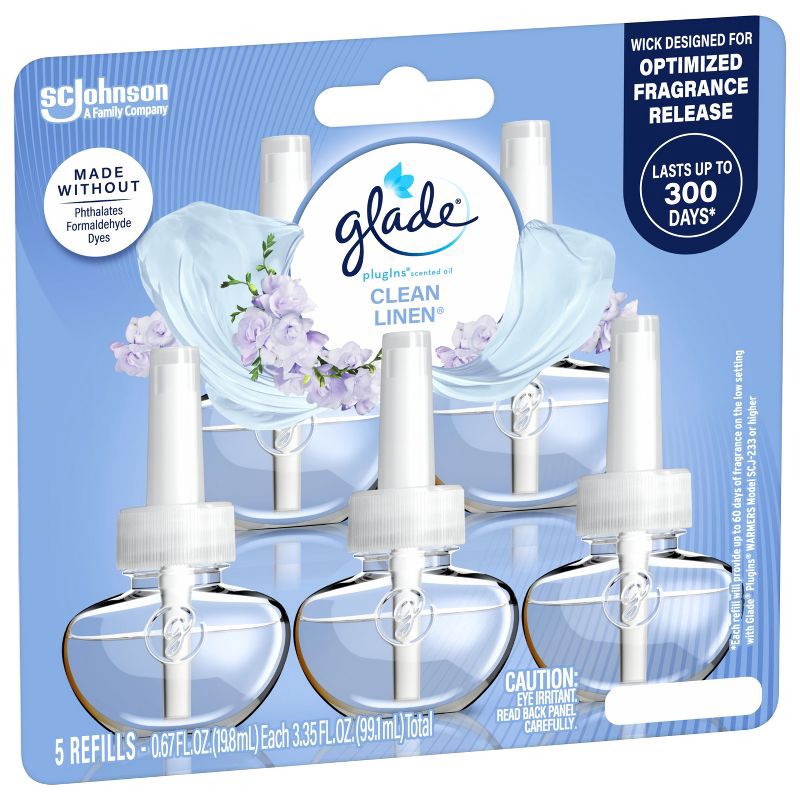 slide 16 of 17, Glade Air Freshener Plug Ins Scented Oil Diffuser Refills - Clean Linen - 3.35 fl oz/5pk, 5 ct; 3.35 fl oz