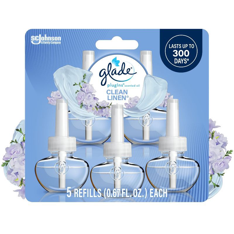 slide 1 of 17, Glade Air Freshener Plug Ins Scented Oil Diffuser Refills - Clean Linen - 3.35 fl oz/5pk, 5 ct; 3.35 fl oz