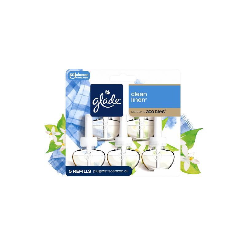 slide 1 of 16, Glade Air Freshener Plug Ins Scented Oil Diffuser Refills - Clean Linen - 3.35 fl oz/5pk, 5 ct; 3.35 fl oz