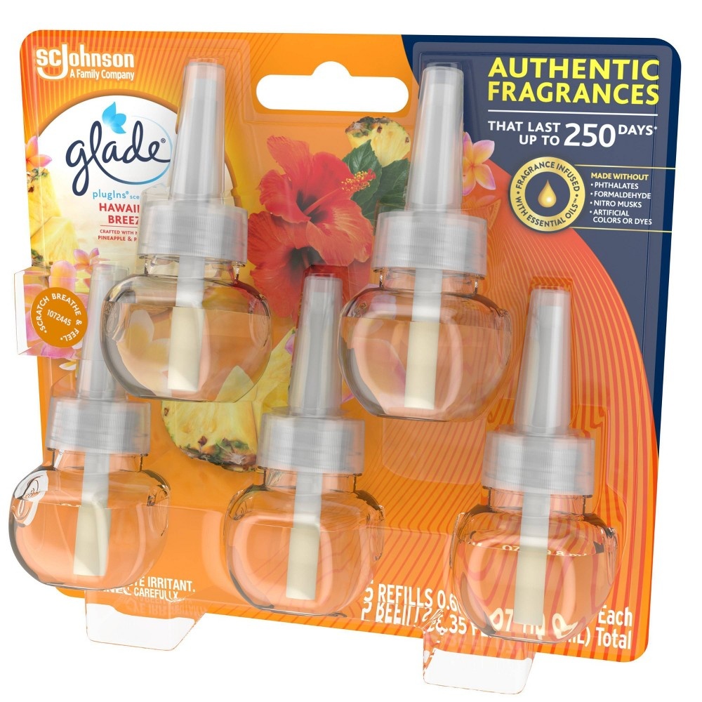 slide 5 of 7, Glade PlugIns Scented Oil Air Freshener Hawaiian Breeze Refill - 3.35oz/5ct, 3.35 fl oz