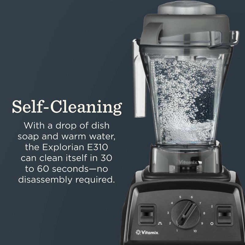 slide 6 of 12, Vitamix Explorian Series E310 10 Speed Blender Black: 1400W, 48oz Capacity, Stainless Steel Blades, Overheat Protection, 48 oz