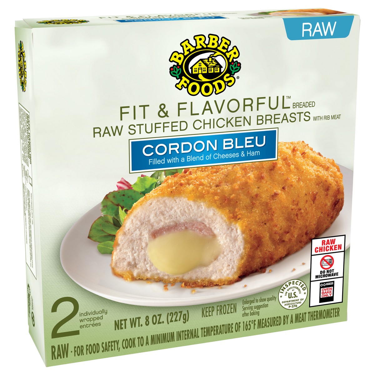 slide 4 of 11, Barber Foods Fit & Flavorful™ Stuffed Chicken Breasts Cordon Bleu, 2 Count, 226.80 g