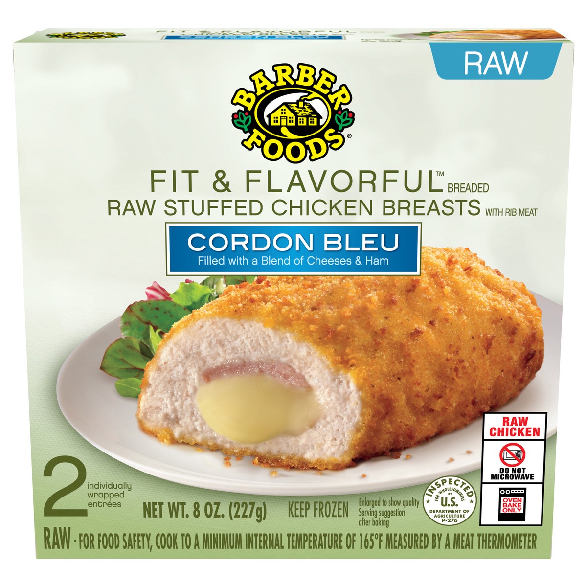 slide 10 of 11, Barber Foods Fit & Flavorful™ Stuffed Chicken Breasts Cordon Bleu, 2 Count, 226.80 g