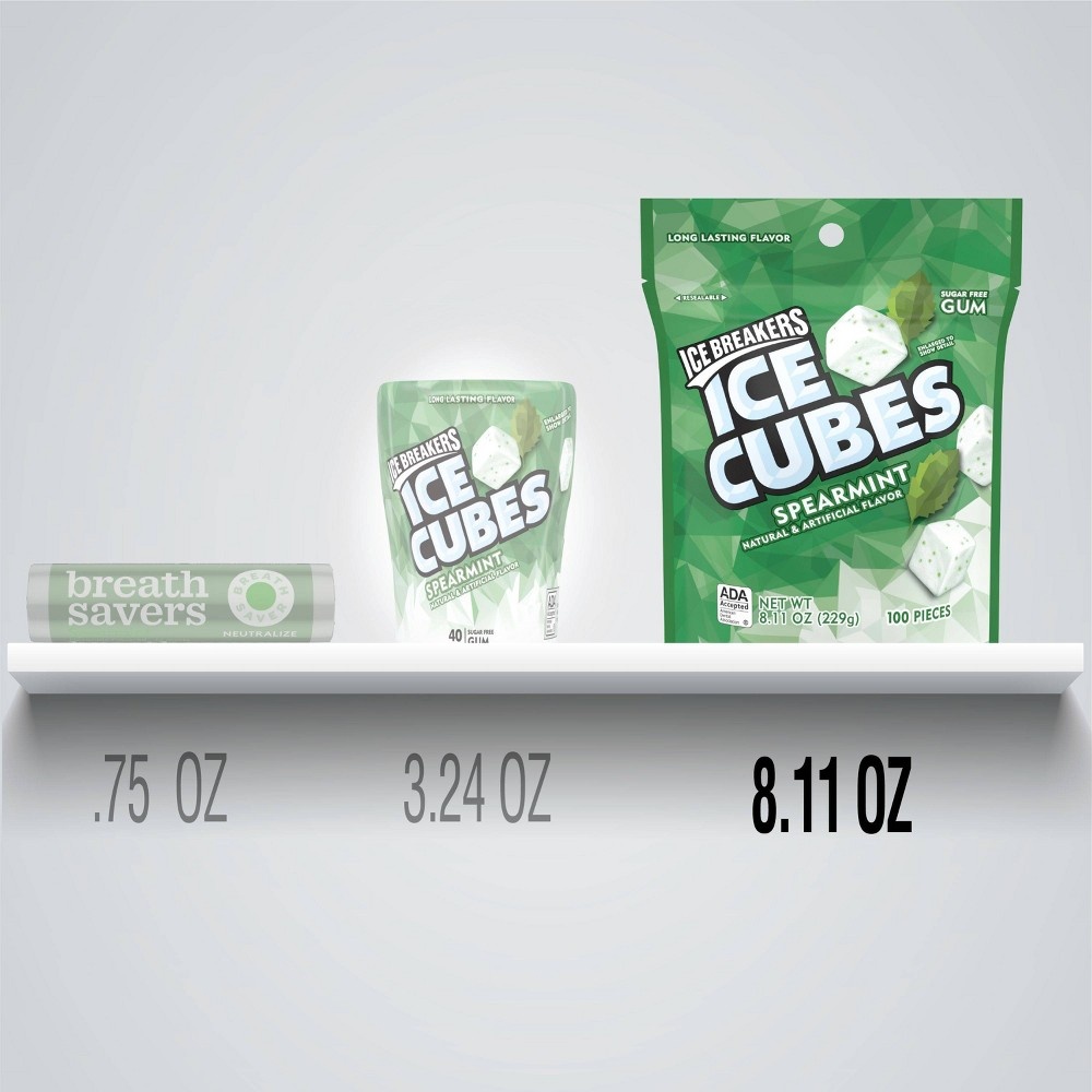 slide 6 of 6, Ice Breakers Ice Cubes Spearmint Gum, 8.11 oz, 100 ct