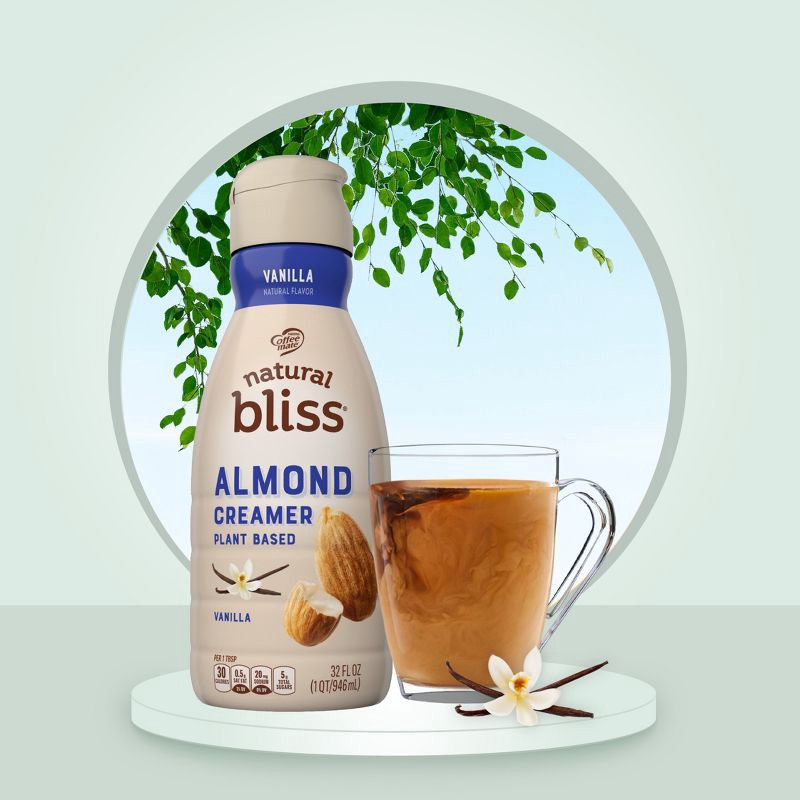 slide 2 of 9, Coffee mate Natural Bliss Vanilla Almond Milk Creamer - 32 fl oz (1qt), 32 fl oz, 1 qt