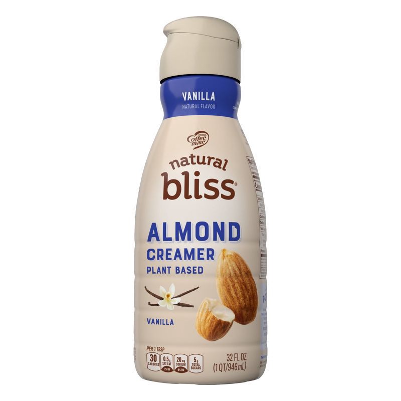 slide 3 of 9, Coffee mate Natural Bliss Vanilla Almond Milk Creamer - 32 fl oz (1qt), 32 fl oz, 1 qt