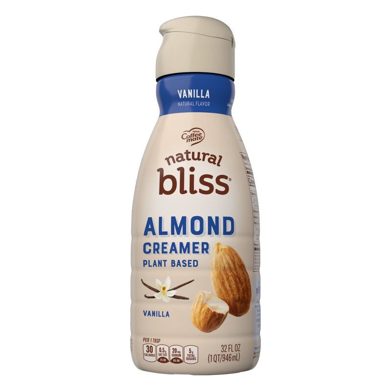 slide 7 of 9, Coffee mate Natural Bliss Vanilla Almond Milk Creamer - 32 fl oz (1qt), 32 fl oz, 1 qt