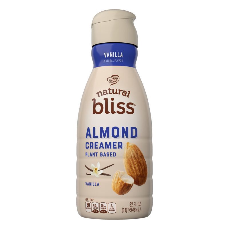 slide 1 of 9, Coffee mate Natural Bliss Vanilla Almond Milk Creamer - 32 fl oz (1qt), 32 fl oz, 1 qt