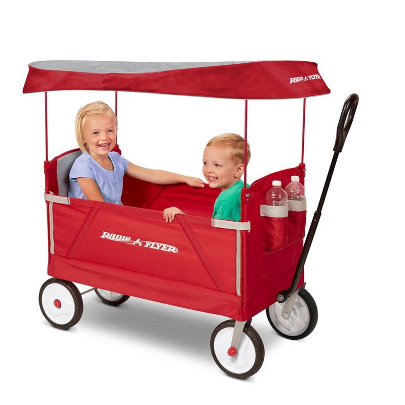 slide 2 of 7, Radio Flyer 3 in 1 EZ Fold Wagon with Canopy - Red, 1 ct