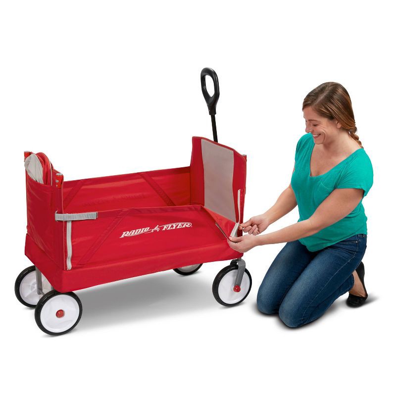 slide 3 of 7, Radio Flyer 3 in 1 EZ Fold Wagon with Canopy - Red, 1 ct