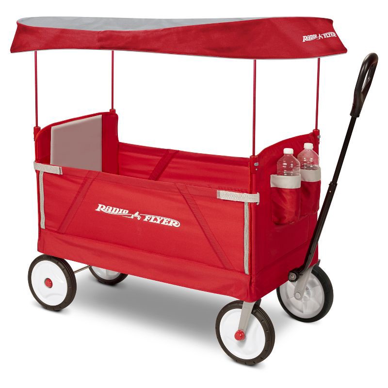 slide 1 of 7, Radio Flyer 3 in 1 EZ Fold Wagon with Canopy - Red, 1 ct