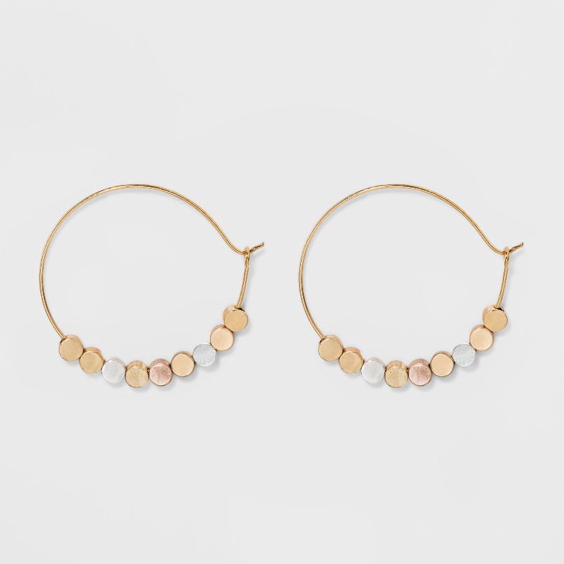 slide 1 of 2, Brass beads Hoop Earrings - Universal Thread™ Gold, 1 ct
