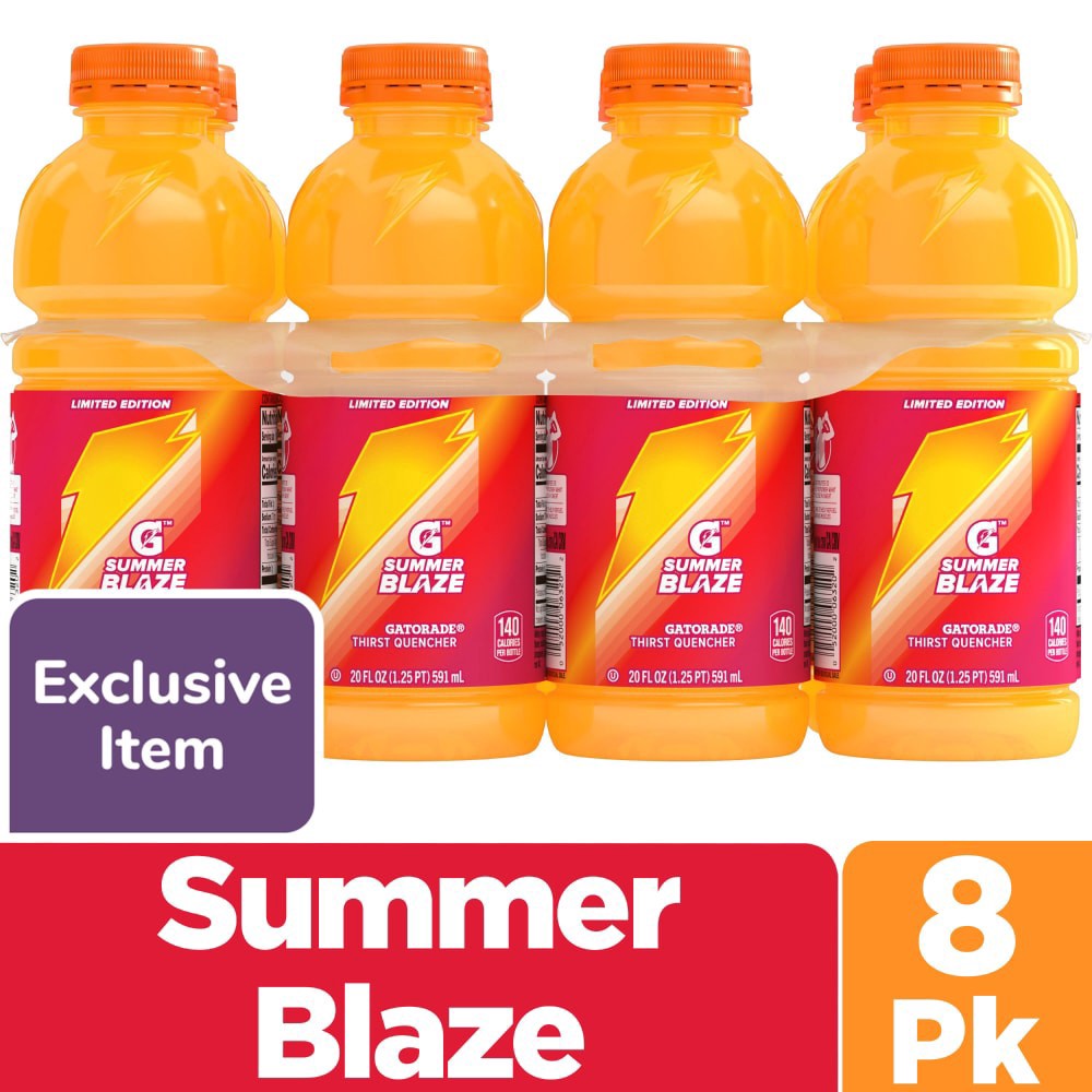 slide 1 of 6, Gatorade® Summer Blaze Sports Drink Multipack Bottles, 8 ct; 20 fl oz