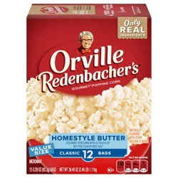 Orville Redenbacher''s Homestyle Butter Flavored Gourmet Microwave Popcorn, 3.29 oz. Bags, 12-Count