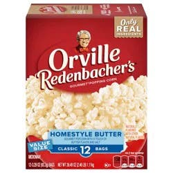 Orville Redenbacher''s Homestyle Butter Flavored Gourmet Microwave Popcorn, 3.29 oz. Bags, 12-Count