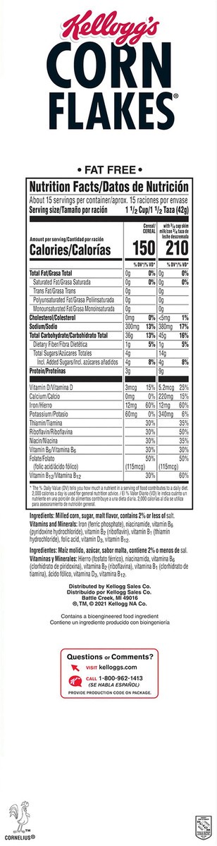 slide 11 of 13, Corn Flakes Kellogg's Corn Flakes Breakfast Cereal Original, Kids Cereal, 24 oz, 24 oz
