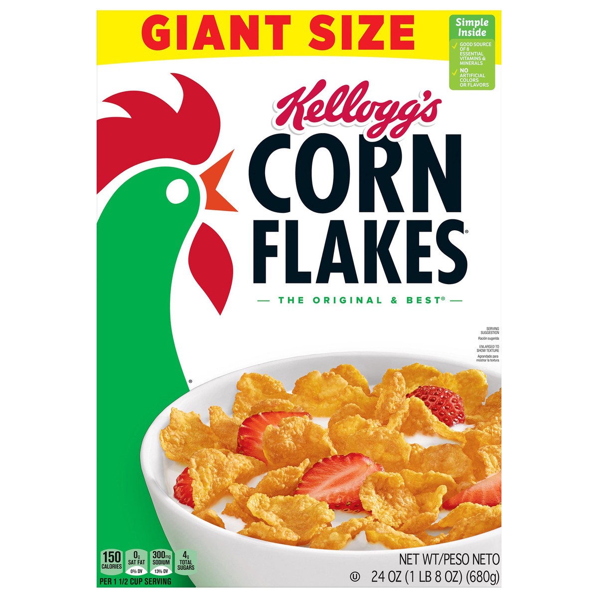 slide 2 of 13, Corn Flakes Kellogg's Corn Flakes Breakfast Cereal Original, Kids Cereal, 24 oz, 24 oz