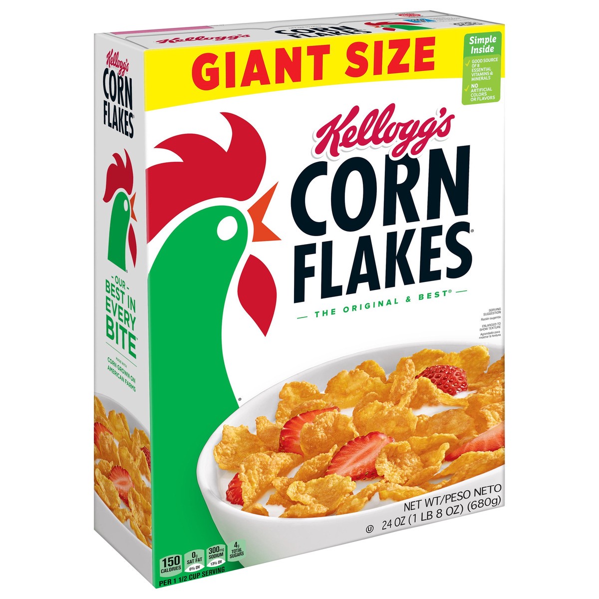 slide 12 of 13, Corn Flakes Kellogg's Corn Flakes Breakfast Cereal Original, Kids Cereal, 24 oz, 24 oz