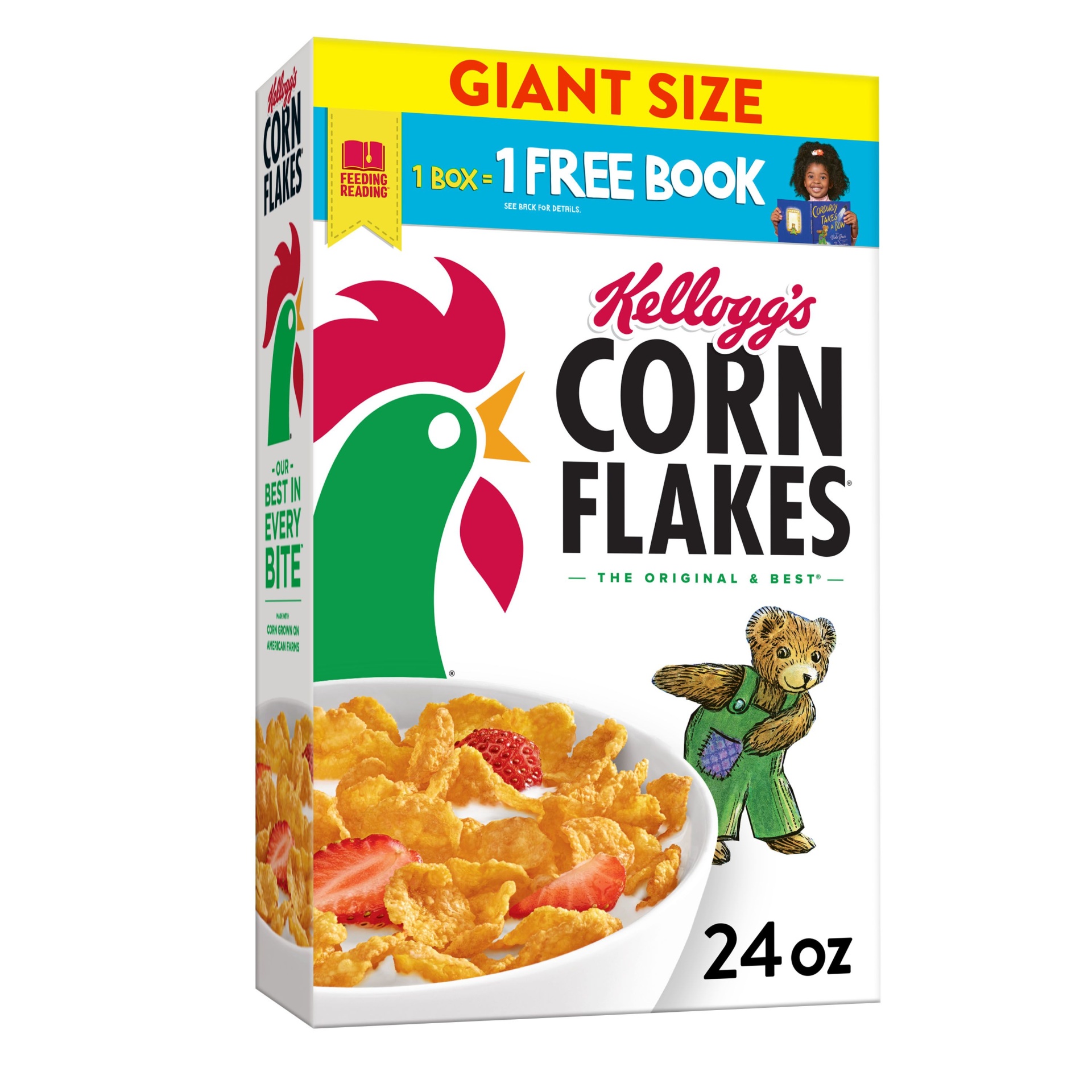 slide 1 of 2, Kellogg's Corn Flakes Breakfast Cereal, Healthy Snacks, Original, 24 oz