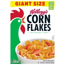Corn Flakes Kellogg's Corn Flakes Breakfast Cereal Original, Kids Cereal, 24 oz