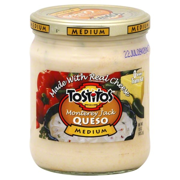 slide 1 of 1, Tostitos Monterey Jack Queso Dip Med with Real Chs, 15 oz