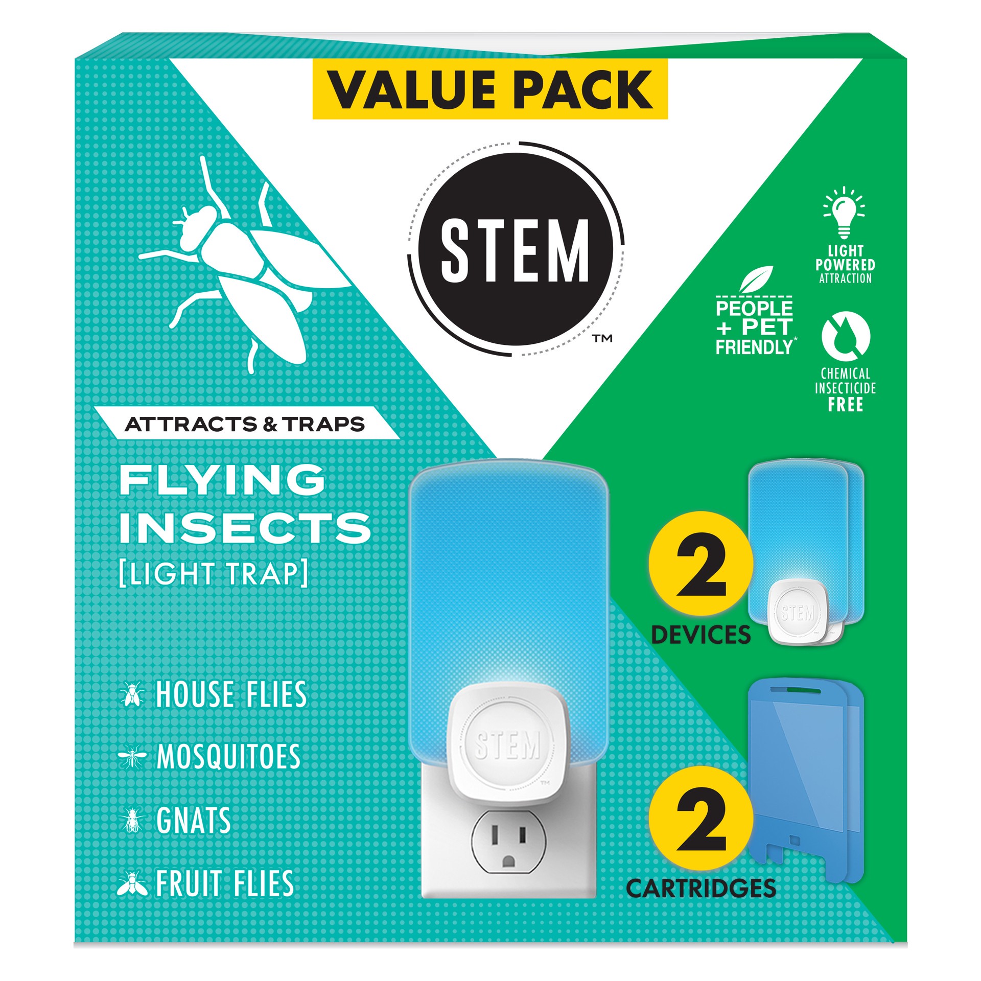 slide 2 of 3, Stem Light Trap, Attracts And Traps Flying Insects, Emits Soft Blue Light, [Includes Starter Kit With 2 Light Traps And 2 Refills], 1 ct