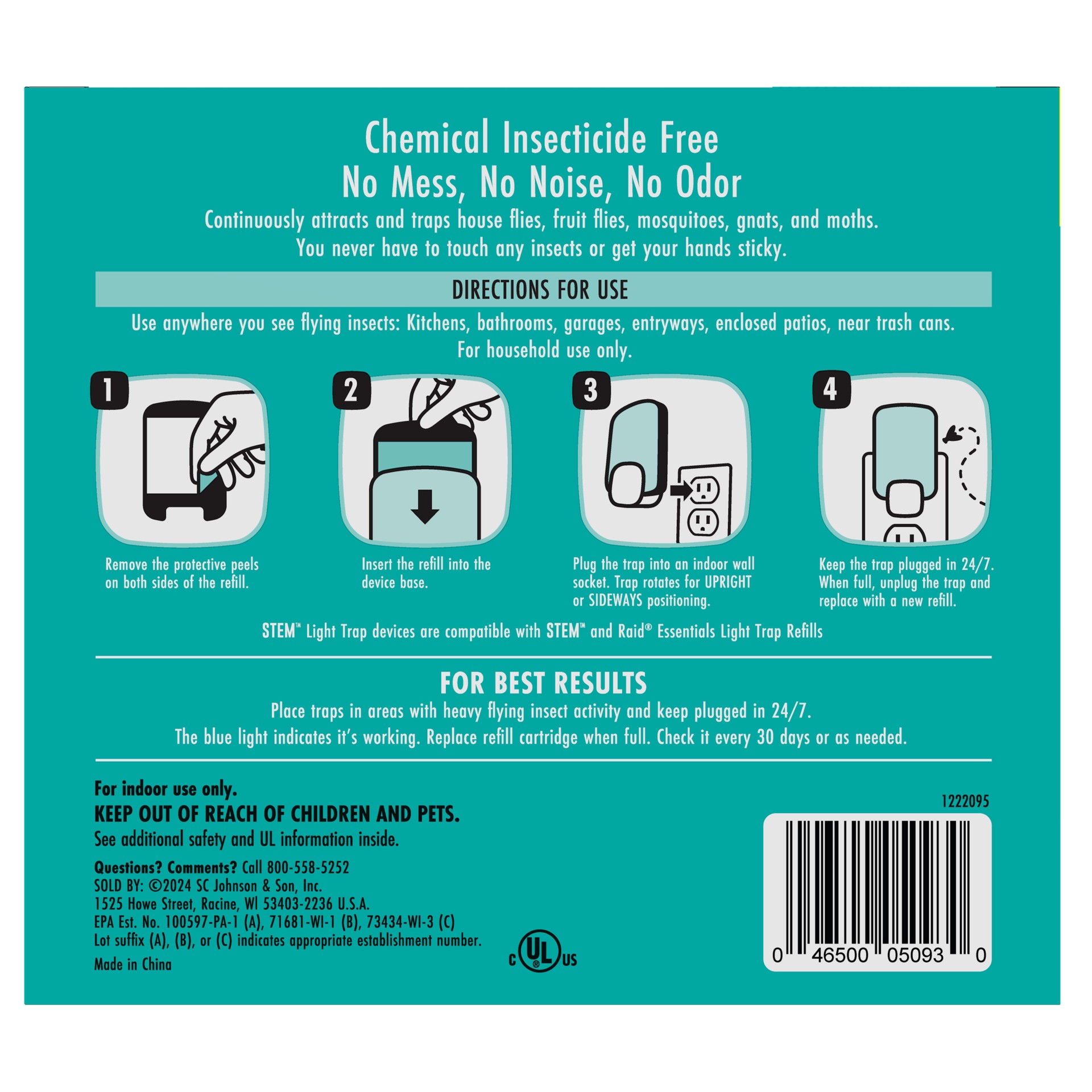 slide 3 of 3, Stem Light Trap, Attracts And Traps Flying Insects, Emits Soft Blue Light, [Includes Starter Kit With 2 Light Traps And 2 Refills], 1 ct