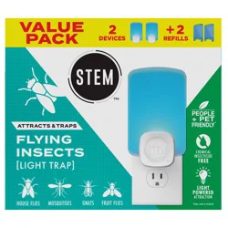 Stem Light Trap, Attracts And Traps Flying Insects, Emits Soft Blue Light, [Includes Starter Kit With 2 Light Traps And 2 Refills]