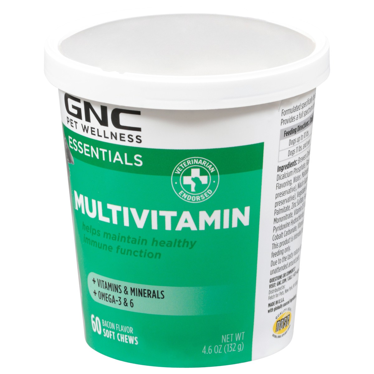 slide 4 of 10, GNC Essentials Multivitamin Adult Bacon Flavor Dog Chews 60 ea, 60 ct