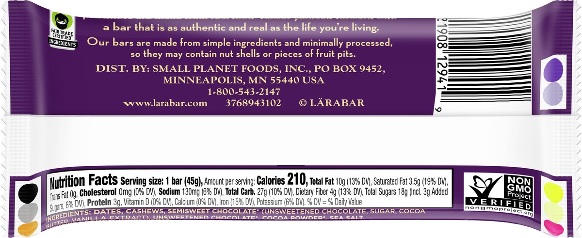 slide 7 of 9, LÄRABAR Double Chocolate Truffle Fruit and Nut Bar - 1.6 oz, 1.6 oz