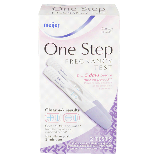 slide 1 of 1, Meijer One Step Pregnancy Test, 2 ct