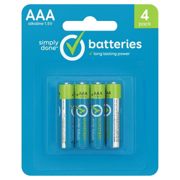 slide 1 of 1, Simply Done Batteries Aaa Alkaline, 4 ct