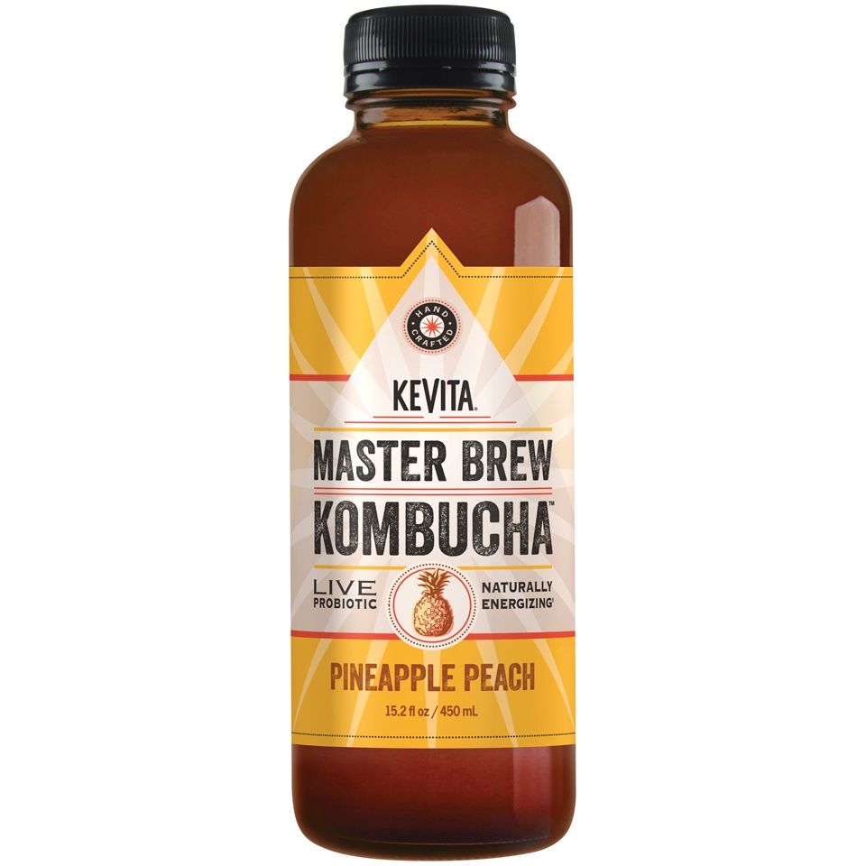 slide 1 of 1, KeVita Master Brew Kombucha, Pineapple Peach - 15.2 oz, 15.2 oz